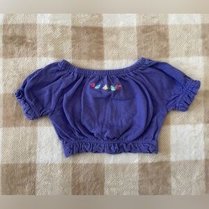 Vintage 3T McKids Purple Off-Shoulder Top with Embroidered Details